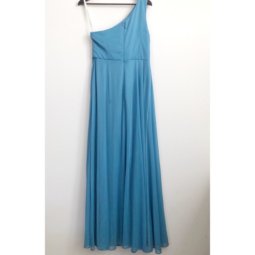 Azazie Brooke One Shoulder in Steel Blue. Is not maternity but can be (see pics) - Picture 5 of 8